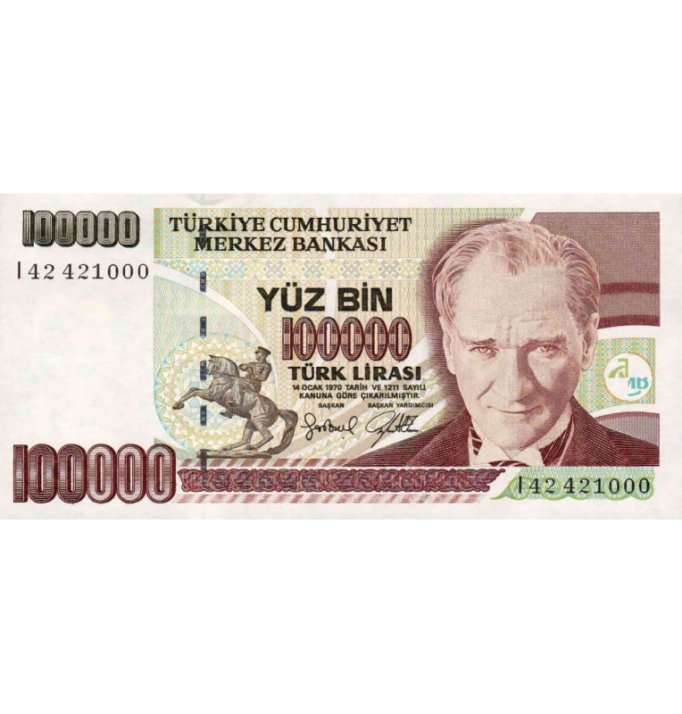 Turkey 100000 Lira 1970 Pick 206